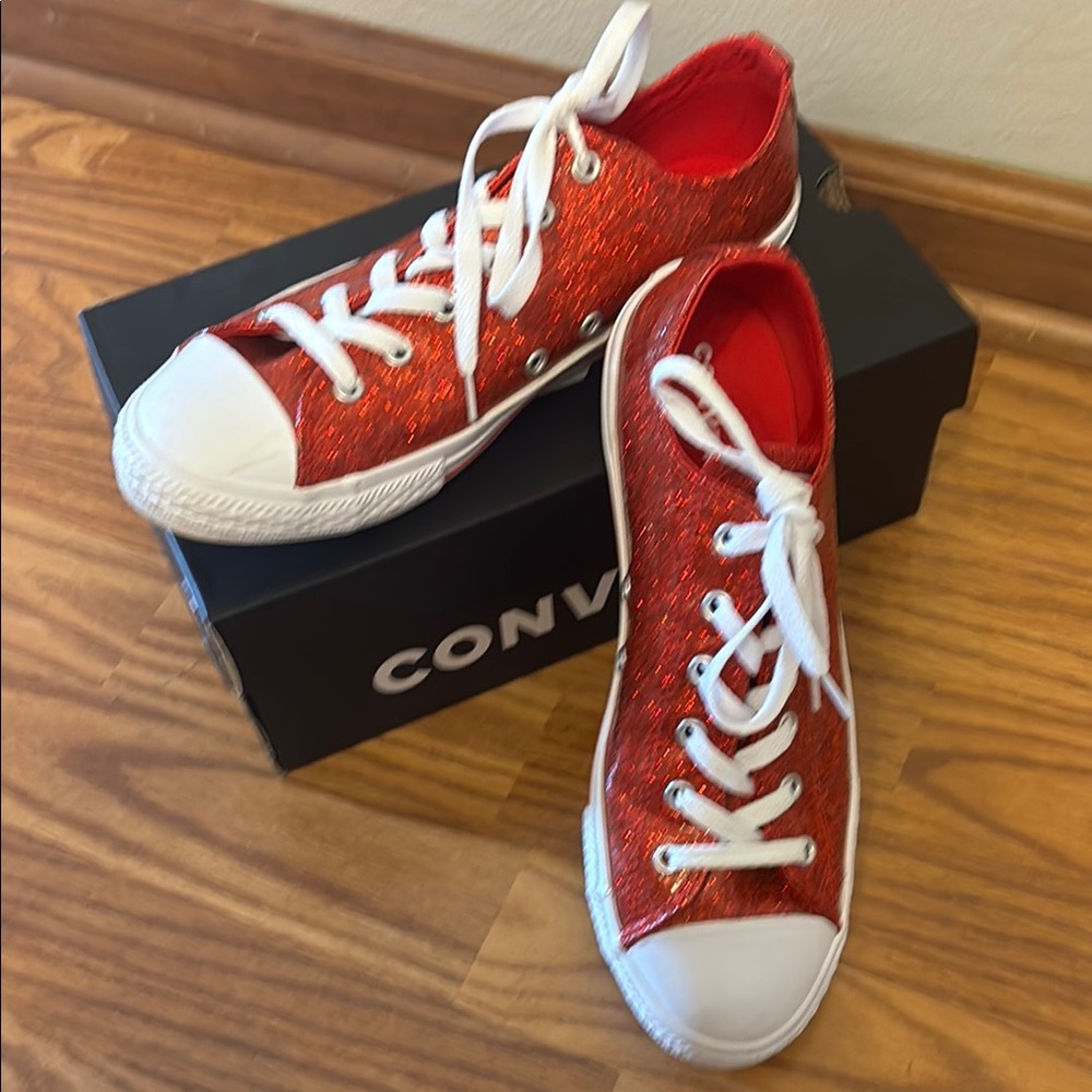 Converse Red Glitter Sneakers